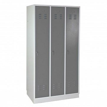 ADB Spind / Garderobenschrank "Regular" 3-türig, Maße HxBxT: 1775x890x500 mm, Farbe Korpus: lichtgrau, RAL 7035, Farbe Türen: Silbergrau (RAL 7001), 40904