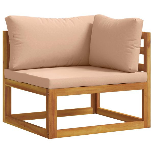 vidaXL Ecksofa mit Kissen 100 % Polyester Solid-Acacia Natur, 42028336