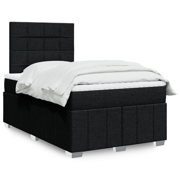 vidaXL Boxspringbett mit Matratze Schwarz 120x200 cm Stoff, 3291637