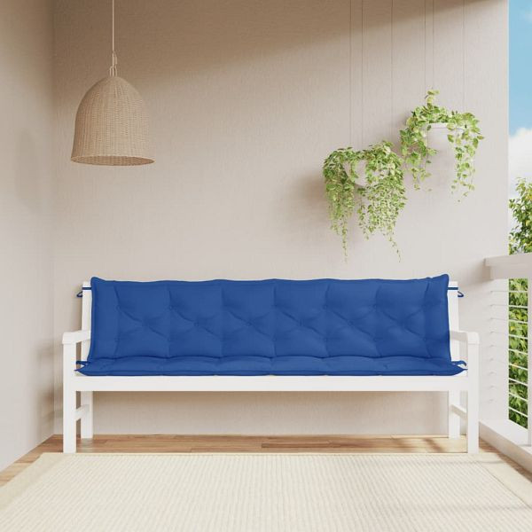 vidaXL Gartenbank-Auflagen 2 Stück Blau 200x50x7 cm Oxford-Gewebe, 361745