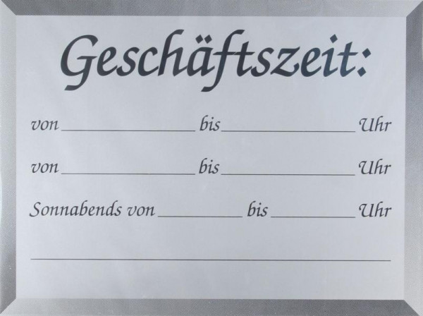 FM Professional Schild -Geschäftszeit- 18 x 24 cm Kunststoff, VE: 10 Stück, 21762