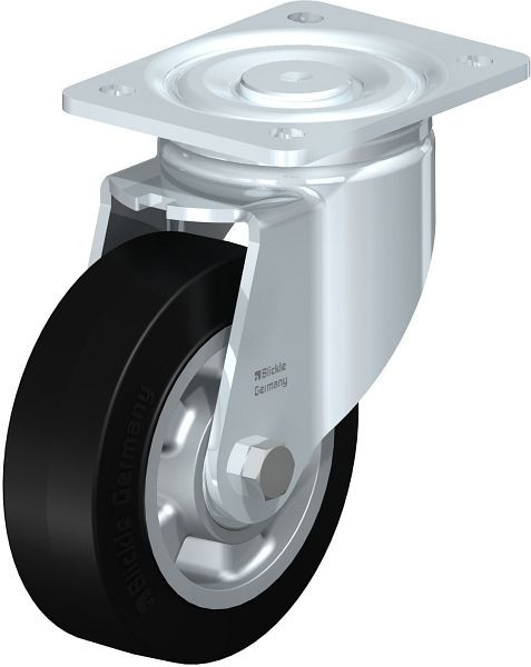 Blickle LH-ALEV 150K Stahlblech-Lenkrolle, Schwerlast-Ausführung, mit Anschraubplatte, Elastik-Vollgummi, Schwarz, 578591