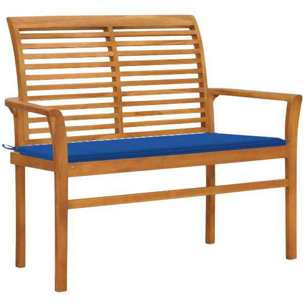 vidaXL Gartenbank mit Königsblauer Auflage 112 cm Massivholz Teak, 3062659