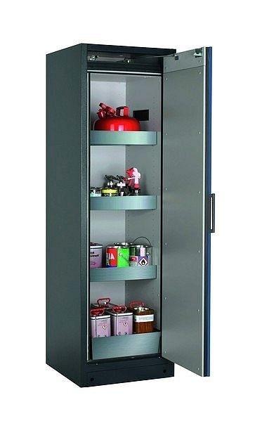 asecos Sicherheitsschrank Q-CLASSIC-90, Q90.195.060.R in enzianblau RAL 5010 mit 3x Wannenboden Standard (Edelstahl), 30073-047-33416