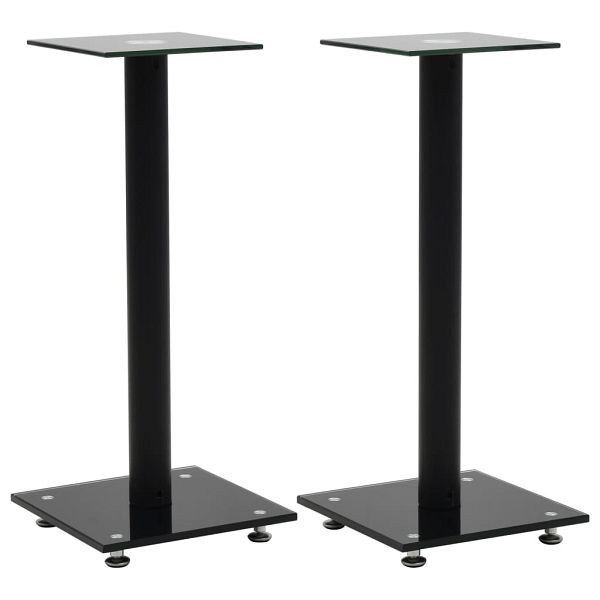 vidaXL Lautsprecherständer Säulen-Design Hartglas Schwarz, VE: 2 Stück, 50671