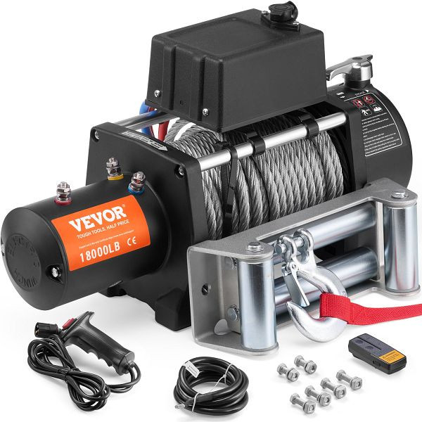 VEVOR Elektrische Seilwinde 12V DC 8165kg Elektrowinde Motorwinde 19-strängig, DDGSSJPYXWXYMXBC5V9