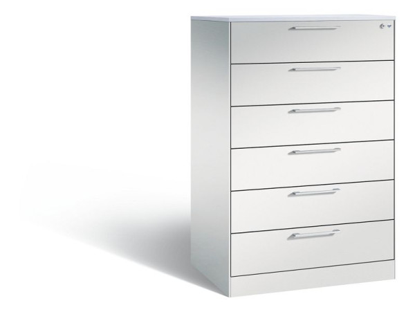 C+P Schubladenschrank Asisto, H1310xB800xT600mm, Farbe: Lichtgrau, Bügelgriff, 146223-624 S10068