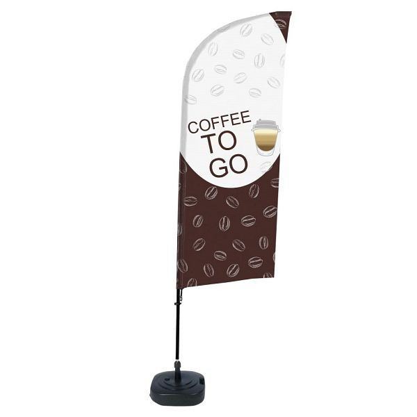 Showdown Displays Beachflag Alu Wind Komplett-Set Kaffee To Go Englisch ECO, BFAW310-WT21-I63ECO
