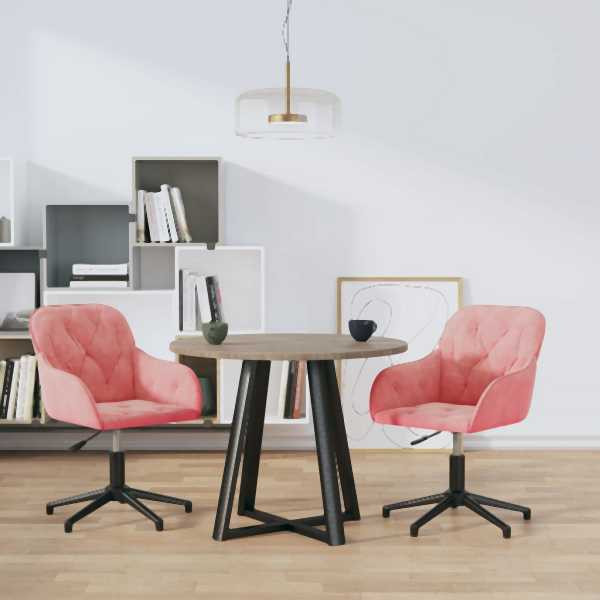 vidaXL Esszimmerstühle 2 Stück Drehbar Rosa Samt, 3103381