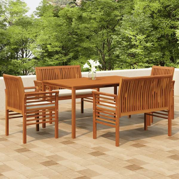 vidaXL 5-tlg. Garten-Essgruppe mit Kissen Massivholz Akazie, 3120459