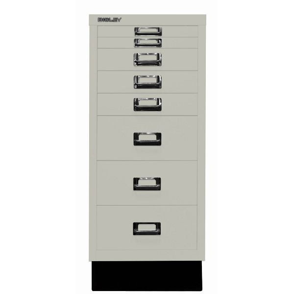 Bisley MultiDrawer™, Inkl. Sockel, DIN A4, 8 Schubladen, 673 gänsegrau, L298S673
