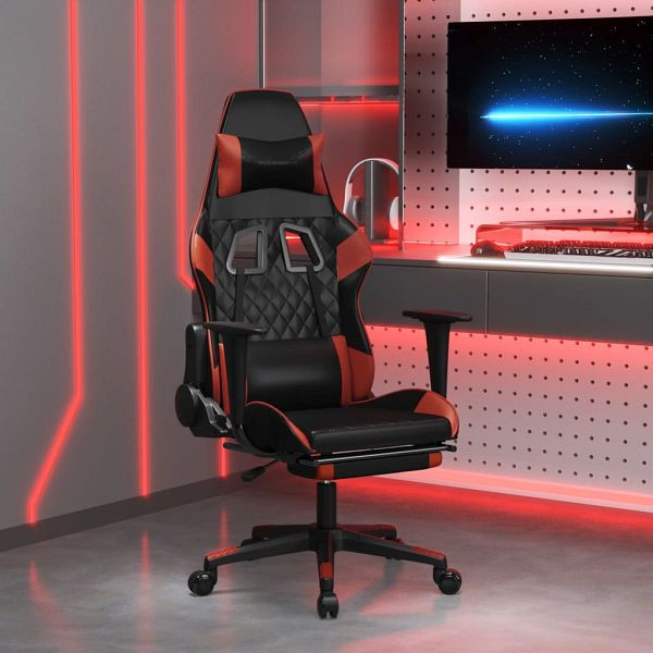 vidaXL Gaming-Stuhl mit Fußstütze Schwarz und Weinrot Kunstleder, 3143771