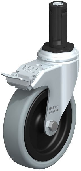 Blickle LKRA-VPA 126G-11-FI-ER13 Apparate-Lenkrolle mit Expander & Feststeller, Vollgummi, Grau, 848357