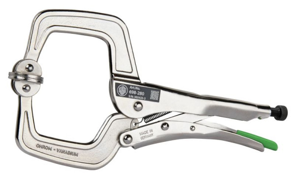 KUKKO Parallel-Klammer-Gripzange mit Spannbereich bis 90 mm, 280 mm Gesamtlänge, 698-280