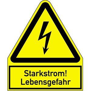 Moedel Starkstrom! Lebensgefahr, Kombischild, Folie, 200x244 mm, 57998