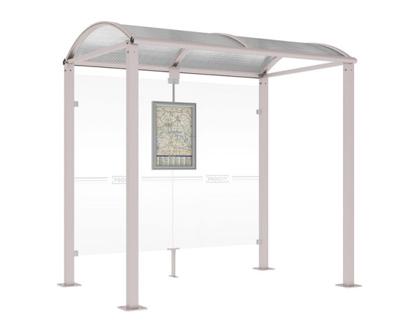 Procity Wartehalle Vierkantrohr - Ohne Seitenverkleidungen, Farbe RAL 7044, Maße: Breite 2500 x Höhe 2560 x Tiefe 1600 mm, 529208.7044