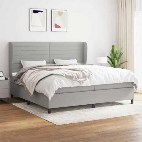 vidaXL Boxspringbett mit Matratze Hellgrau 200x200 cm Stoff, 3128069