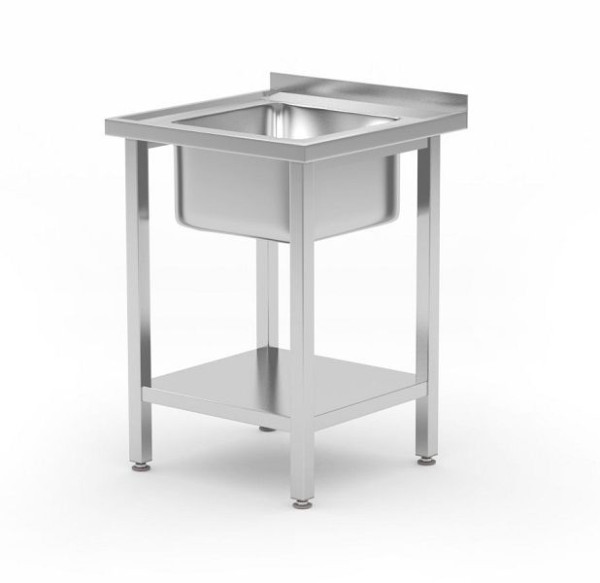 Hendi Tisch mit Spülbecken, mit Regal 600x600x850mm, 816806