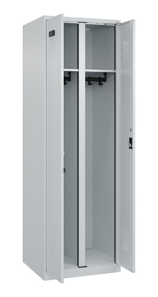 C+P Schwarz-Weiß-Spind Evolo PLUS, 2 Abteile, 1850x600x500mm, 7035/7035, Zylinderschloss, 049002-20 S10040