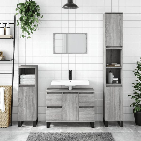 vidaXL Badschrank Grau Sonoma 80x33x60 cm Holzwerkstoff, 831666
