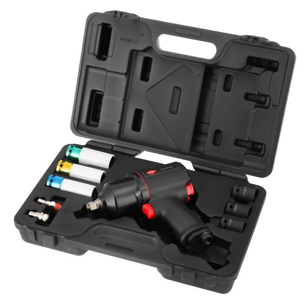 Airpress Druckluft-Schlagschrauber 1800 Nm 1/2" 126 l/min mit 6 Schlagnüssen, 45537