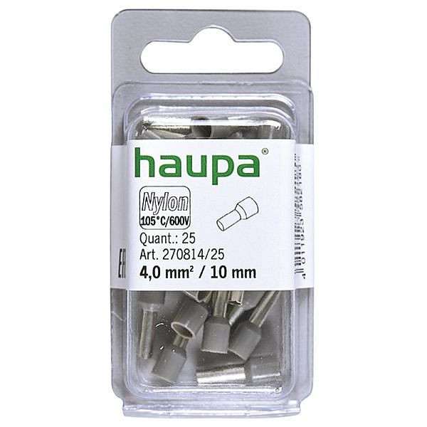 Haupa isolierte Aderendhülse 4 mm²/10 mm grau, VE: 25 Stück, 270814/25