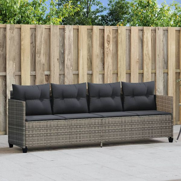 vidaXL Sonnenliege mit Kissen Grau Poly Rattan, 368328, 8721012451681