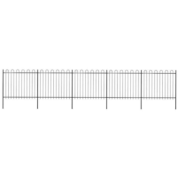 vidaXL Gartenzaun mit Rundbogen Stahl 892,5 x 150 cm Schwarz, 277678, 8719883710990