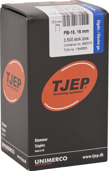 TJEP PB-18 16mm Klammer, verzinkt Box 3.500 Stück, Klammern, 840316