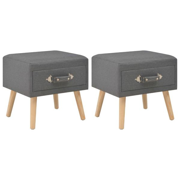vidaXL Nachttische 2 Stück Dunkelgrau 40 x 35 x 40 cm Stoff, 276379