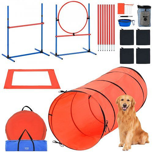 VEVOR Agility Training Set für Hunde 5-teiliges Kombinationsset mit Hürdentunnel, ZHKMJKCTJWJTUVR75V0