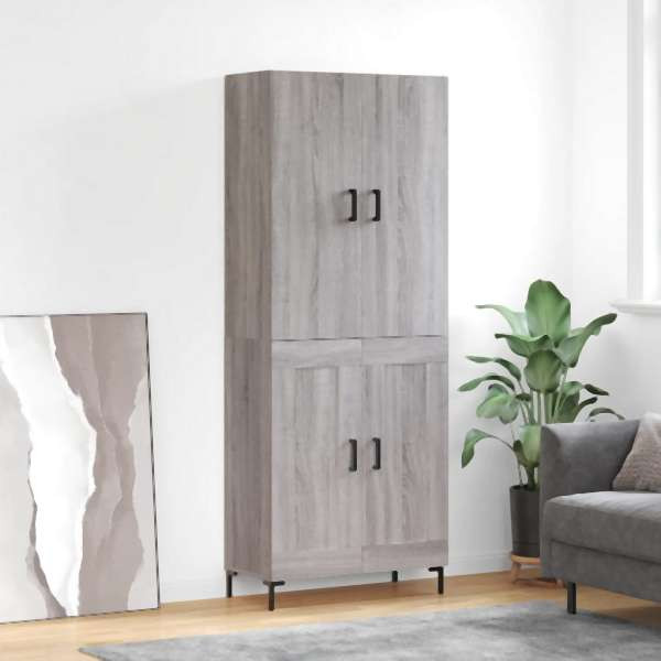 vidaXL Highboard Grau Sonoma 69,5x34x180 cm Holzwerkstoff, 3195793