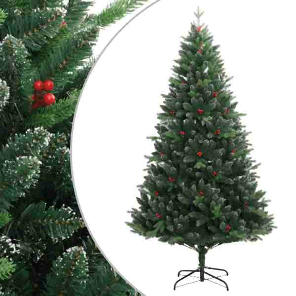 vidaXL Künstlicher Weihnachtsbaum Klappbar mit Roten Beeren 180 cm, 356733