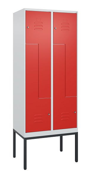 C+P Z-Spind Classic PLUS, Gestell, 4 Abteile, 2120x800x500mm, 7035/3020, Zylinderschlösser, 0800337-224 S10017