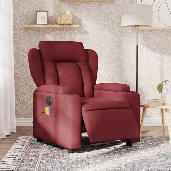 vidaXL Massagesessel Elektrisch Weinrot Stoff, Top-Qualität, 3204473