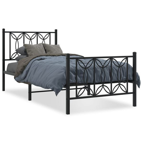 vidaXL Bettgestell mit Kopf- und Fußteil Metall Schwarz 80x200 cm, 376137
