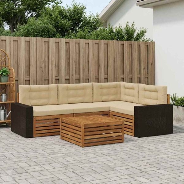vidaXL Outdoor-Sofagarnitur 5-teilig Natur und Beige 79 x 79 x 37 cm, 3383336