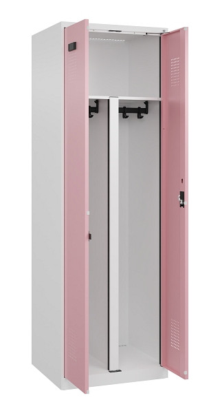 C+P PSA Schwarz-Weiß-Spind Evolo PLUS, 2 Abteile, 1850x600x500mm, 9016/3015, Zylinderschloss, 049002-20P S10045
