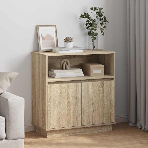 vidaXL Sideboard mit LED Sonoma-Eiche 71 x 34,5 x 75 cm Holzwerkstoff, 869652