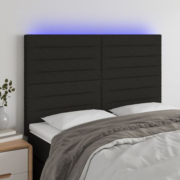 vidaXL LED Kopfteil Schwarz 144x5x118/128 cm Stoff, 3122564