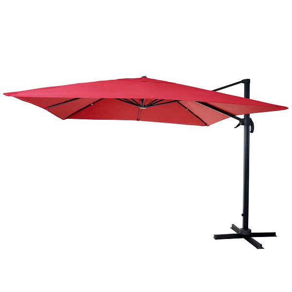 Mendler Gastronomie-Ampelschirm HWC-A96, Sonnenschirm 3x3m (Ø4,24m) Polyester Alu/Stahl 23kg, rot ohne Ständer, drehbar, 153408+153436+122472