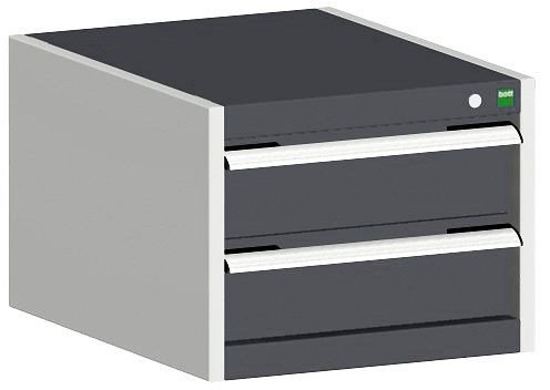 bott cubio Schubladenschrank bestückt mit 2 Schubladen BxTxH: 525 x 650 x 400 mm, RAL 7035/7016, 40018005.19V
