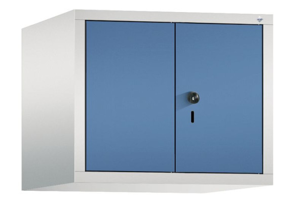 C+P Aufsatz-Garderobenschrank Evolo, 2 Abteile, H500xB610xT500 mm, Lichtgrau/Fernblau, 48092-20 S10039