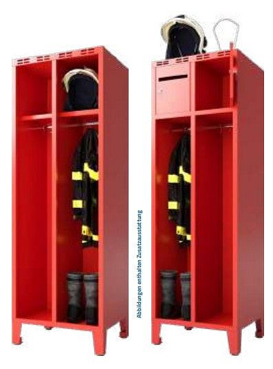 Eurobox Feuerwehrschrank, Basic I (ohne Tür), Lochung k / Helmhalter l, 1.800 (2.020) x 300 x 500 mm, 1 Abteil, 2000-030100
