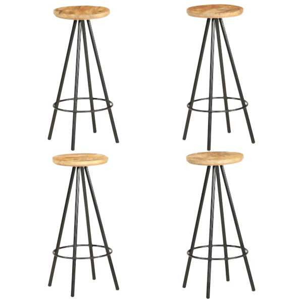 vidaXL Barhocker 4 Stück Raues Mangoholz, Braun und Schwarz, 286615