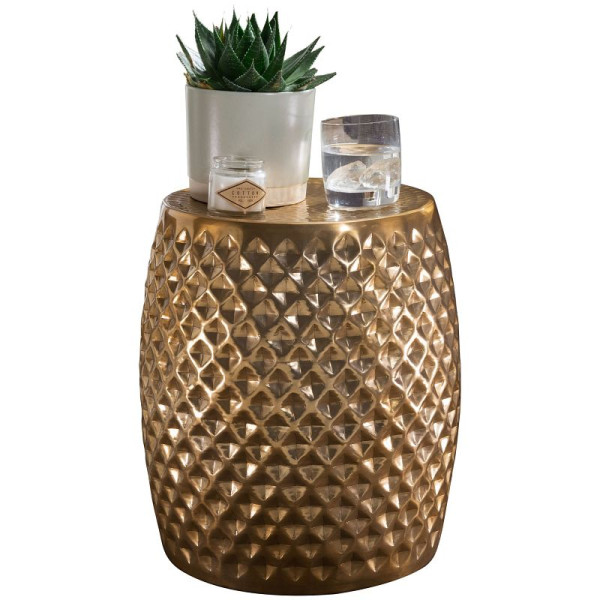 Wohnling Beistelltisch SITA 32 x 42 x 32 cm Aluminium Gold Orientalisch Rund, WL5.450