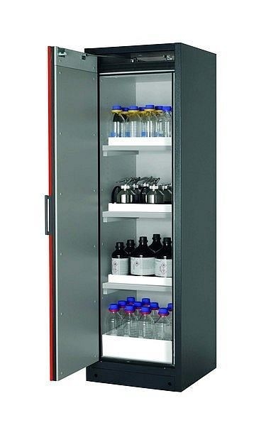 asecos Sicherheitsschrank Q-CLASSIC-90, Q90.195.060 in verkehrsrot RAL 3020 mit 3x Wannenboden Standard (Polypropylen), 30072-046-30086