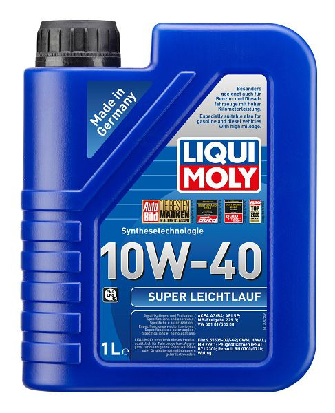 LIQUI MOLY Motoröl Super Leichtlauf 10W-40, Kanister Kunststoff, VE: 1 Liter, 1300