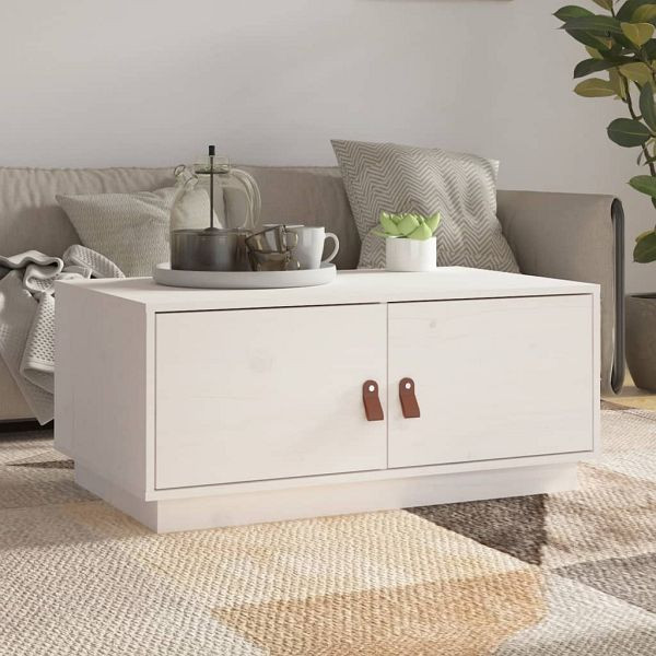 vidaXL Couchtisch Weiß 80x50x35 cm Massivholz Kiefer, 818251