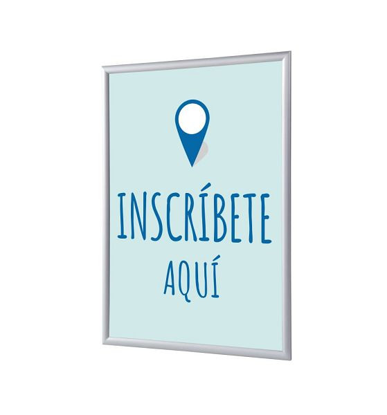 Showdown Displays Klapprahmen A4 Komplettset Hier Anmelden Blau Spanisch, KRA4G25LPPI455